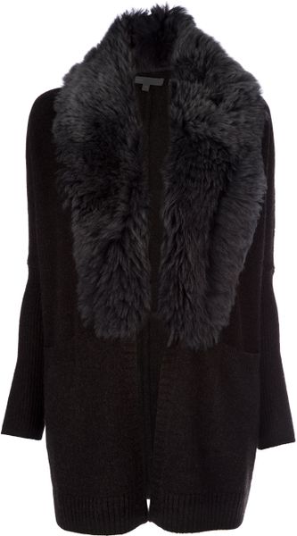 Vince Shearling Coat in Black (charcoal) - Lyst