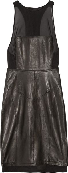Alexander Wang Leather Racerback Dress in Black - Lyst