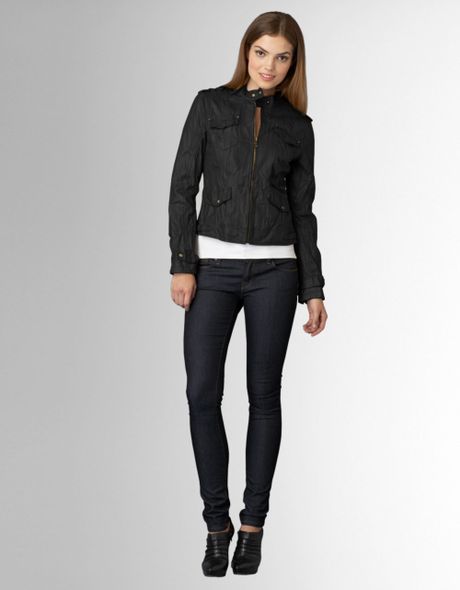 Perforated Faux Leather Moto Jacket