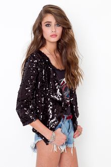 Nasty Gal Crop Sequin Jacket - Lyst