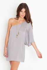 Nasty Gal Asymmetric Flare Dress - Dove Gray