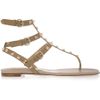 Valentino Studded Leather Flat Sandals in Green (mocha) - Lyst