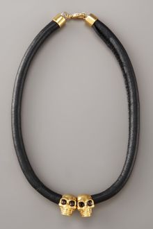 Alexander McQueen Skull & Leather Bracelet, Black - Lyst