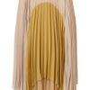 Topshop Pleat Colour Block Calf Skirt in Beige (nude) - Lyst