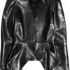 Alexander Mcqueen Foldedfront Leather Jacket in Black - Lyst