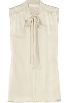 Chloé Pussy-bow Silk-satin Top - Lyst
