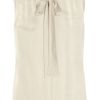 Chloé Pussybow Silksatin Top in Beige (oyster) - Lyst