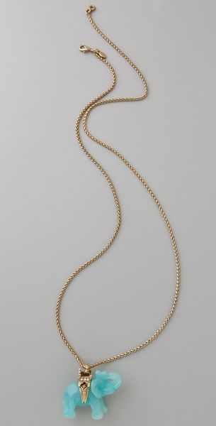 Kenneth Jay Lane Jade Elephant Pendant in Gold - Lyst