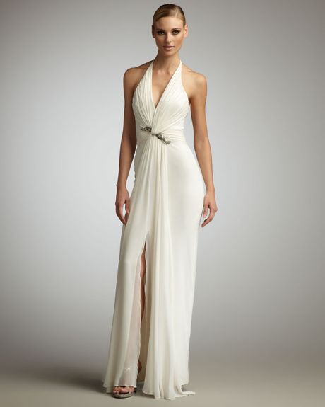 Notte By Marchesa Twistfront Halter Gown in White - Lyst