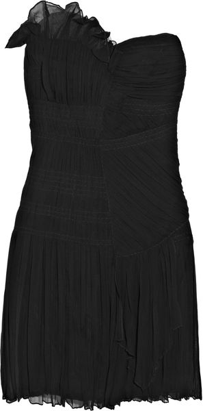 Philosophy di Alberta Ferretti Pleated Silk-chiffon Strapless Dress - Lyst