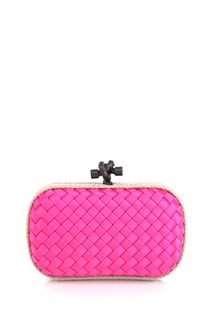 Bottega Veneta Satin Woven Clutch Bag - Lyst