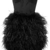 Rare Opulence FeatherEmbellished Satin Bustier Dress in Black - Lyst