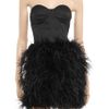Rare Opulence FeatherEmbellished Satin Bustier Dress in Black - Lyst