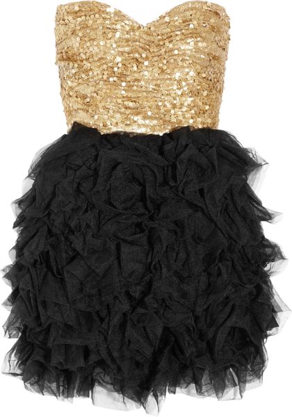 Rare Opulence Sequined And Ruffled Tulle Dress in Gold - Lyst