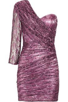 Rare Opulence Ruched Metallic-Lace Dress - Lyst