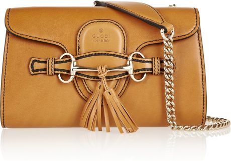 Gucci Emily Leather Shoulder Bag in Brown (caramel) - Lyst