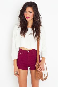 Nasty Gal Slasher Flick Cutoff Short - Wine - Lyst