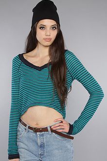Free People The Striped Swit Cropped Long Sleeve Top in Teal - Lyst