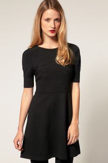 Karen Millen Fitted Knit Dress With Full Skirt - Lyst