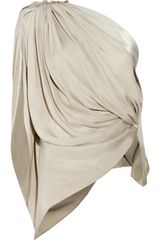 La Petite Salope One-shoulder Stretch Silk-satin and Chiffon Top
