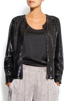 Mango Cropped Jacket in A Sequin Fabric - Lyst