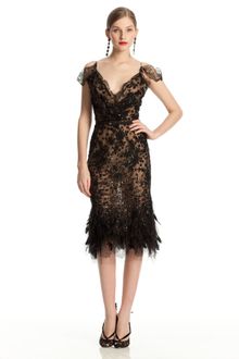 Oscar de la Renta Feather Hem Dress - Lyst