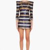 Balmain Silk Stripe Sequin Dress in Blue (navy) - Lyst