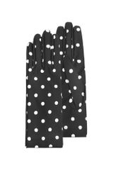 Forzieri Womens Black and White Polkadot Gloves