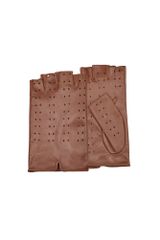 Forzieri Womens Tan Perforated Fingerless Leather Gloves
