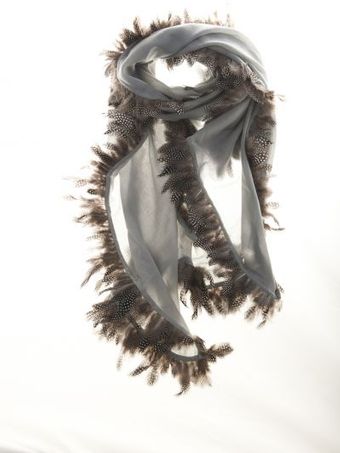 Hayley Menzies Cashmere Shawl with Feather Trim - Lyst