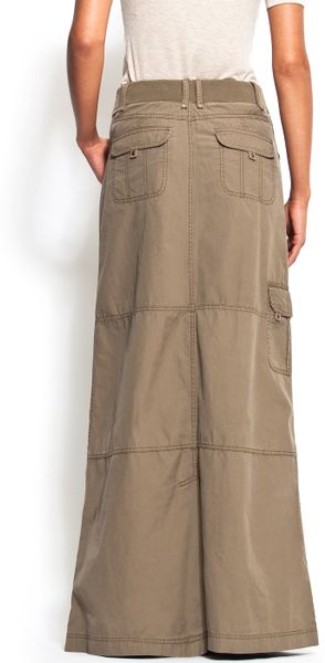 Mango A Line Shape Cargo Style Maxi Skirt In Khaki 35 Lyst 4930