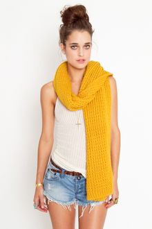 Nasty Gal Waffle Knit Scarf - Mustard - Lyst