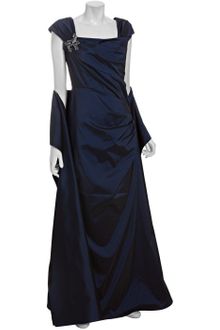 Tadashi Shoji Midnight Taffeta Long Dress with Stole - Lyst