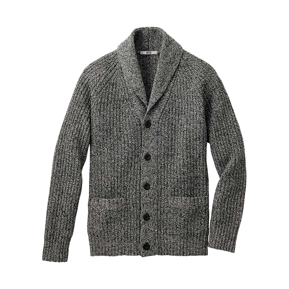 Uniqlo Men Heavy Gauge Shawl Collar Cardigan in Gray for Men (dark gray