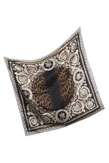Versace Leopard Print Silk Square Scarf - Lyst