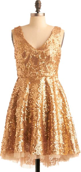 ModCloth Striking Gold Dress - Lyst