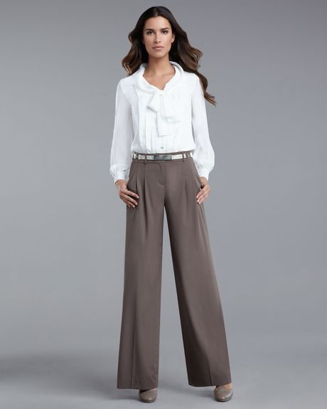 St. John Collection Wideleg Pants in Brown - Lyst