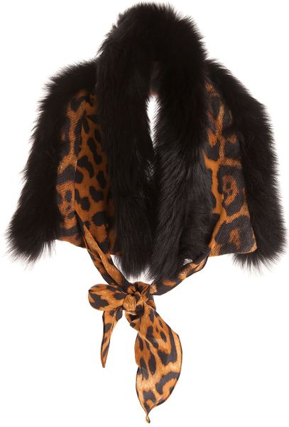 Yves Saint Laurent Fur Scarf in Black - Lyst