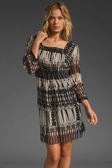 Anna Sui Aztec Stripe Print Dress in Black/cream Multi - Lyst