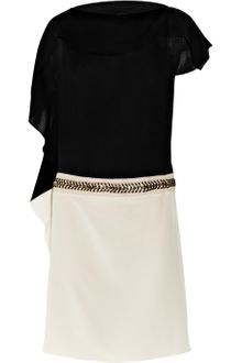 Vionnet Chain-embellished Two-tone Silk-crepe Dress - Lyst