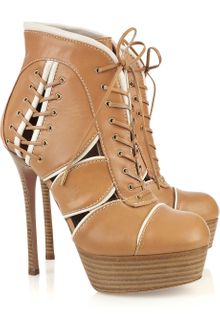 Alexander McQueen Lace-Up Leather Ankle Boots - Lyst