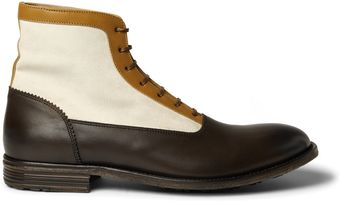Alexander McQueen Panelled Leather and Suede Boots - Lyst