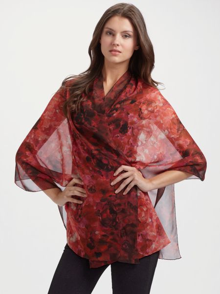 Alexander Mcqueen Skull Silk Georgette Oblong Scarf in Red - Lyst