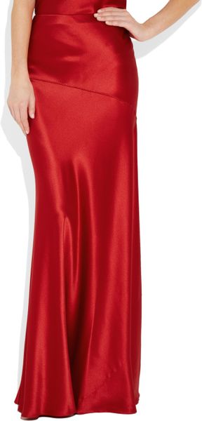 Amanda Wakeley Hammered Silk-satin Maxi Skirt in Red (ruby) | Lyst