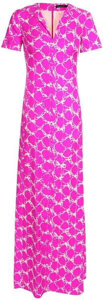 Balenciaga Printed Silk Twill Column Dress in Purple (fuchsia) - Lyst