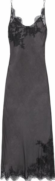 Carine Gilson Laceappliquéd Silkmousseline Chemise in Gray - Lyst