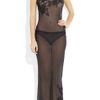 Carine Gilson Laceappliquéd Silkmousseline Chemise in Gray - Lyst