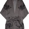 Carine Gilson Laceappliquéd Silksatin Robe in Gray - Lyst