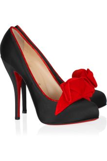 Christian Louboutin Lady Page 120 Velvet-trimmed Satin Pumps - Lyst