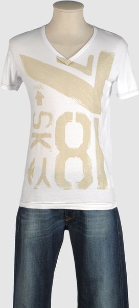Diesel Short Sleeve T Shirts in Beige for Men (white) - Lyst